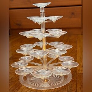 Vintage CRYSTAL TREE Snack/trinket tree Hostess Set clear plastic display